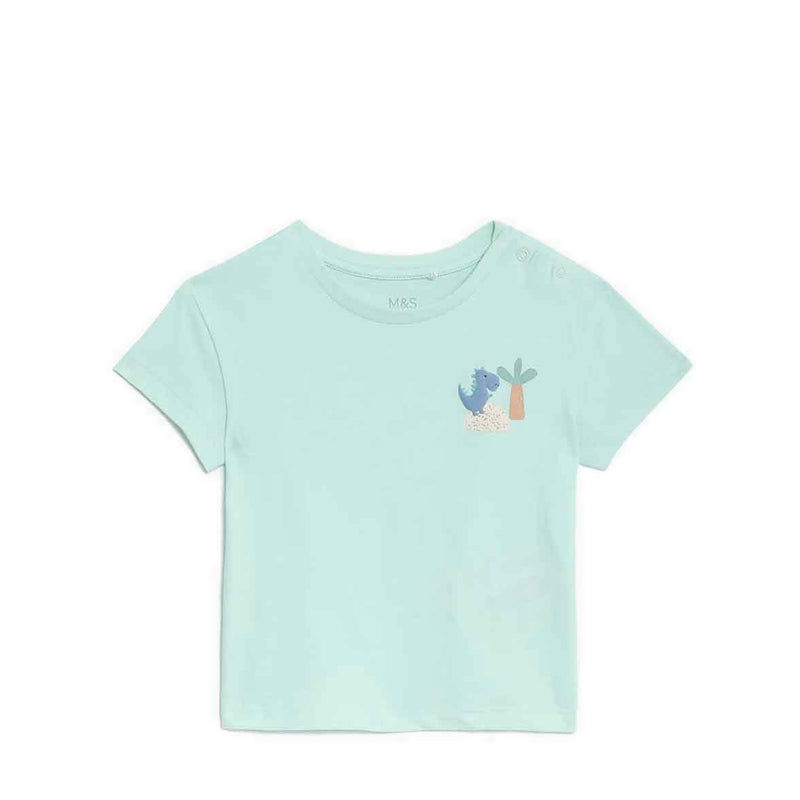 Marks & Spencer 2pk Pure Cotton Dinosaur T-Shirts - MSP4247B-T78