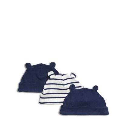 Marks & Spencer 3pk Cotton Rich Striped & Ear Hats - MSP4609S-T92