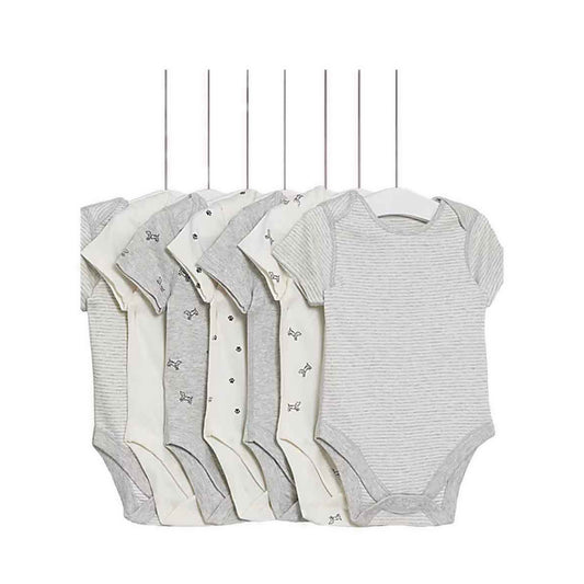 Marks & Spencer 7pk Pure Cotton Dog & Striped Bodysuits  - MSP6533S-T92