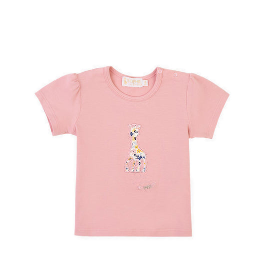 SOPHIE LA GIRAFE TSHIRT EMBROIDERY DUSTY ROSE - SGF43602-028