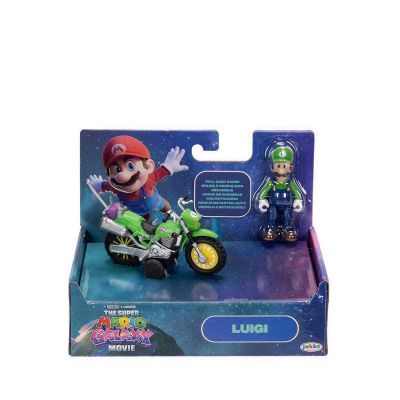The Super Mario Galaxy Movie – 2.5” Figure with Pull Back Motorcycle – Luigi - SM843234