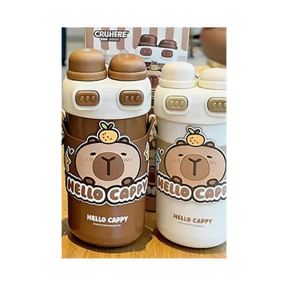 Capybara Double Lid Stainless Steel Tumbler 540ml - TBECH-8185B