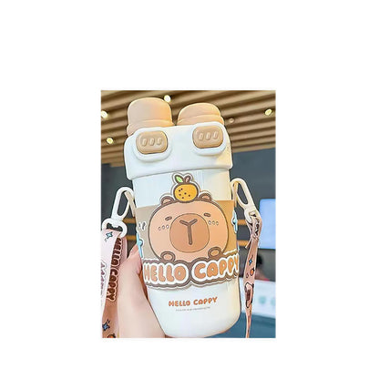 Capybara Double Lid Stainless Steel Tumbler 540ml - TBECH-8185B